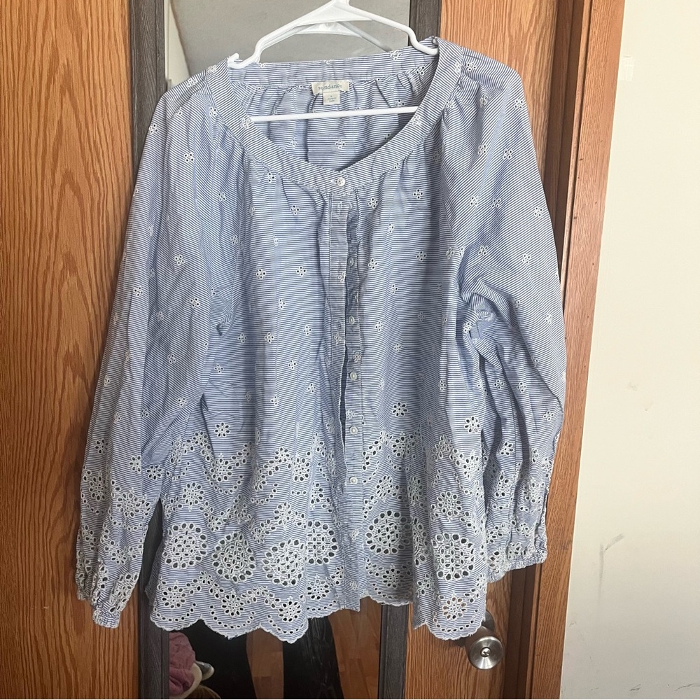 Sundance Light Blue Eyelet Blouse